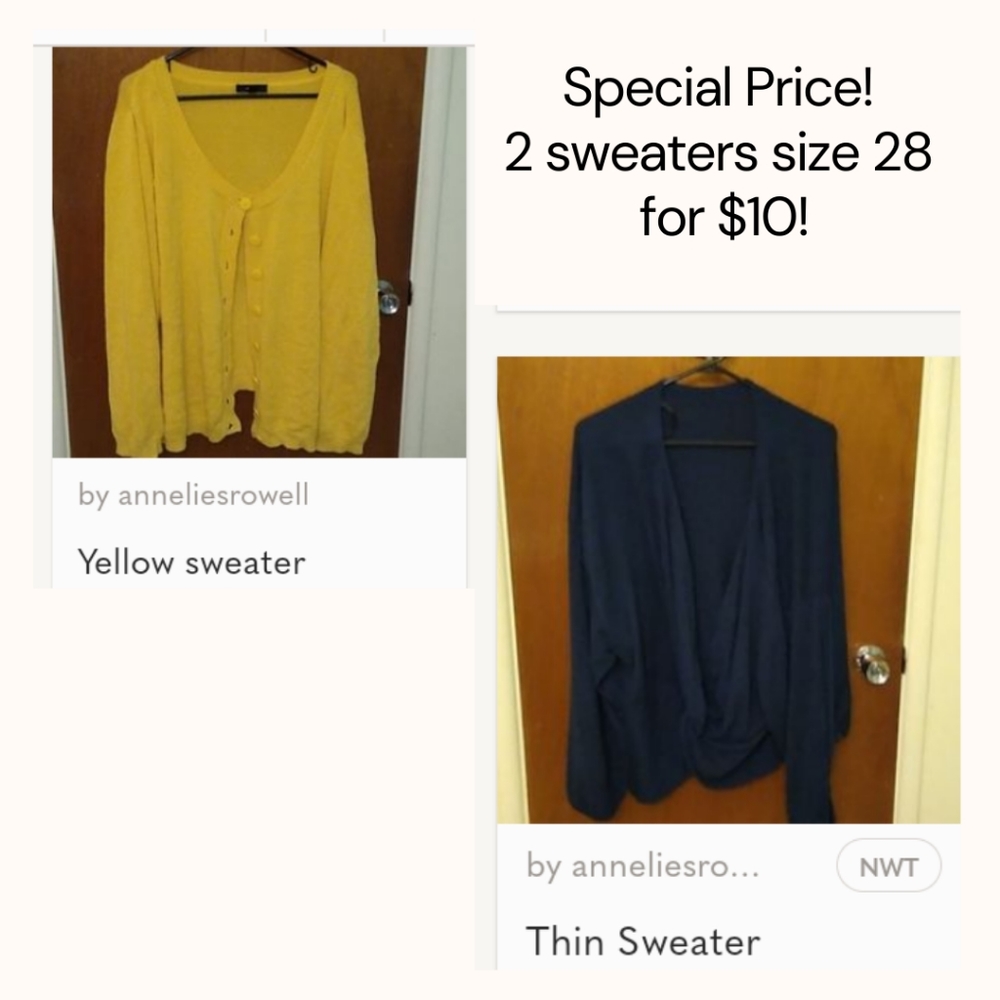 2 Sweaters: Yellow & Navy